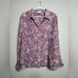 Coldwater Creek Silk Blend Button Down Blouse Top Womens Size 18